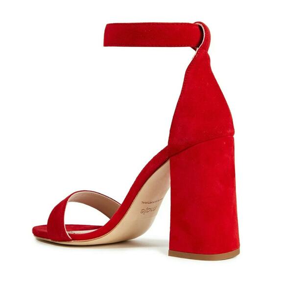 MAJE Faria chunky heel suede leather open toe ankle strap red sandals 39 8 NEW - Picture 3 of 7